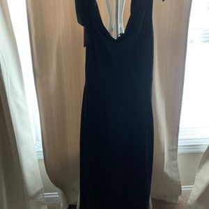 Boohoo Black tie off the shoulder jumpsuit
